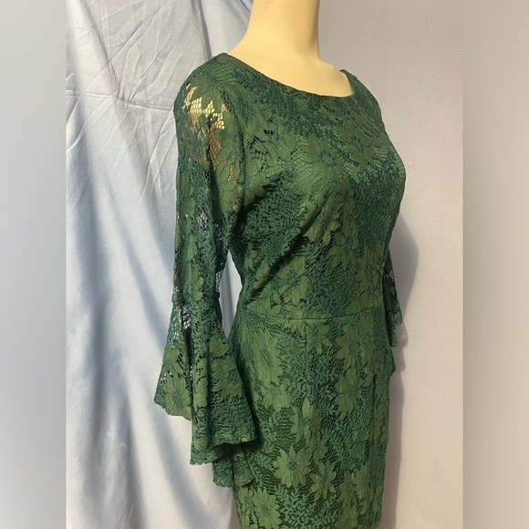 Lulu's Green Sheath Dress with 3/4 Bell Sleeves - Picture 7 of 11